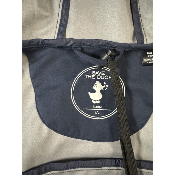 Save The Duck USA FEBA HOODED JACKET Navy Blue/Light Grey‎ Large Euc W/ Bag - Picture 5 of 13